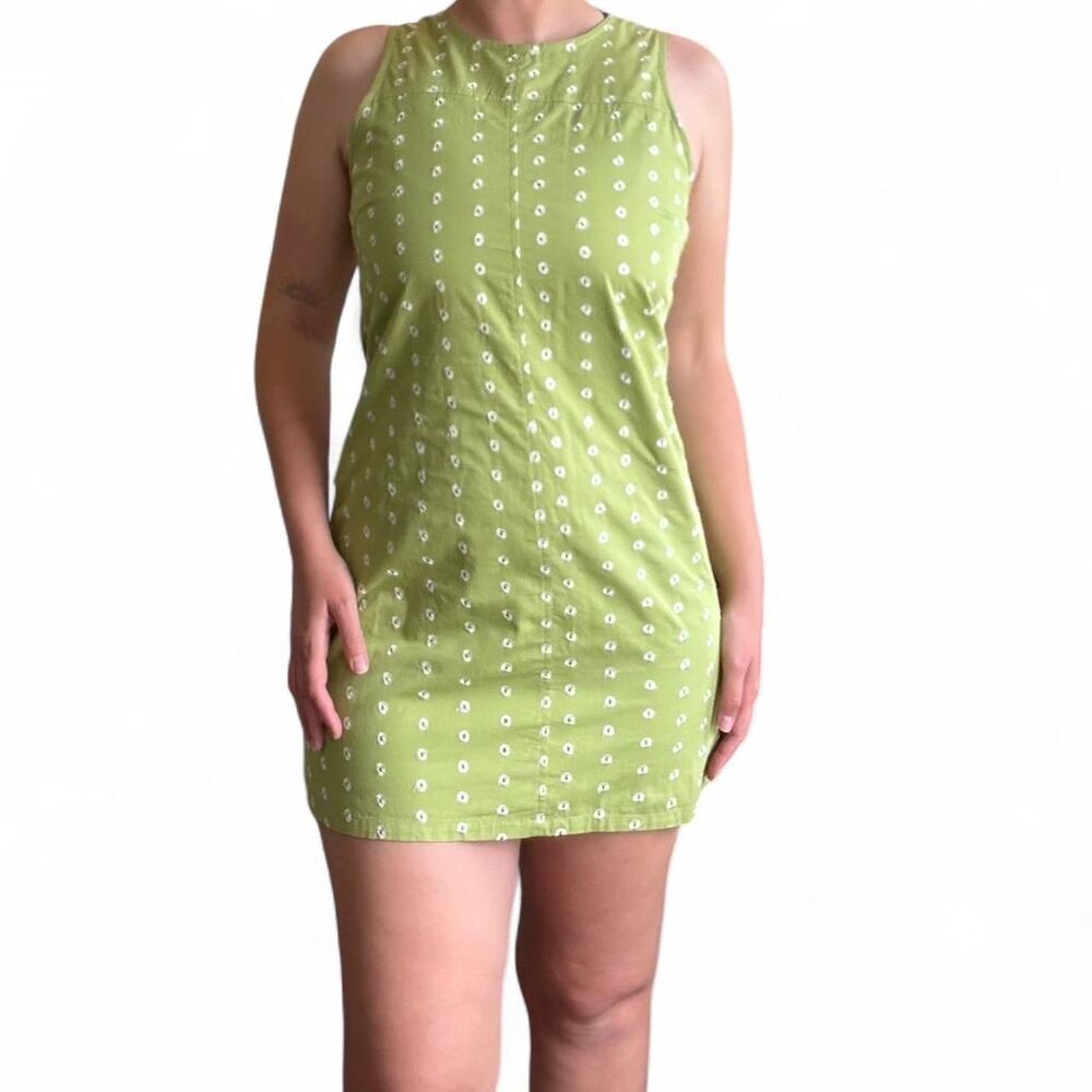 Y2K 2000s floral embroidered mini dress green old navy 2000s
